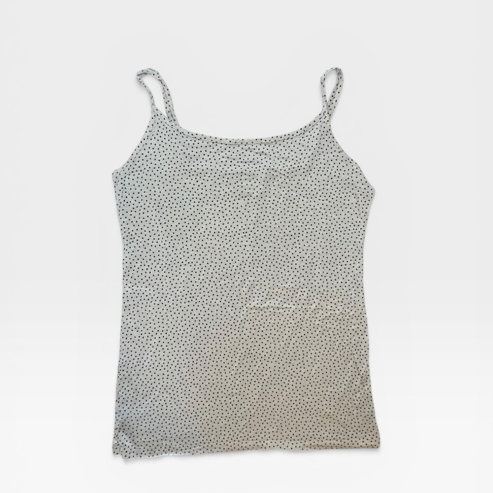 Women’s White Polka Dot Spaghetti Strap Tank Top - Picture 1 of 8